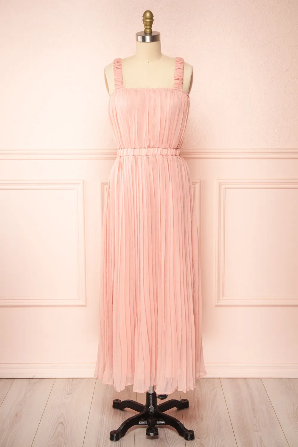 Inari Pink | Pleated Midi Dress