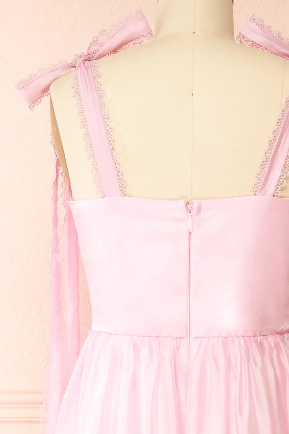 Indya Pink | Organza Maxi Dress w/ Tie Straps