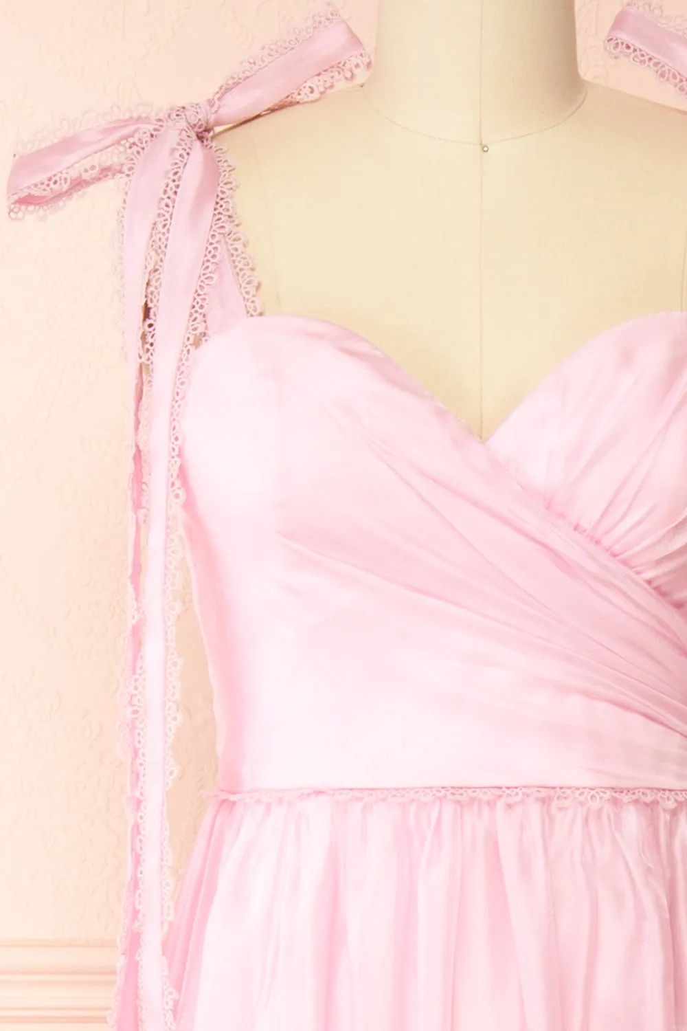 Indya Pink | Organza Maxi Dress w/ Tie Straps