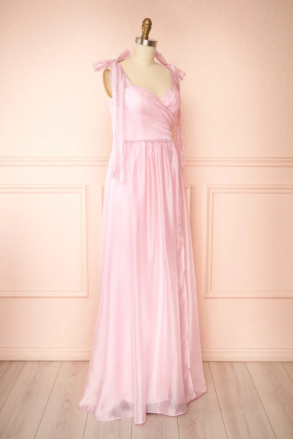 Indya Pink | Organza Maxi Dress w/ Tie Straps