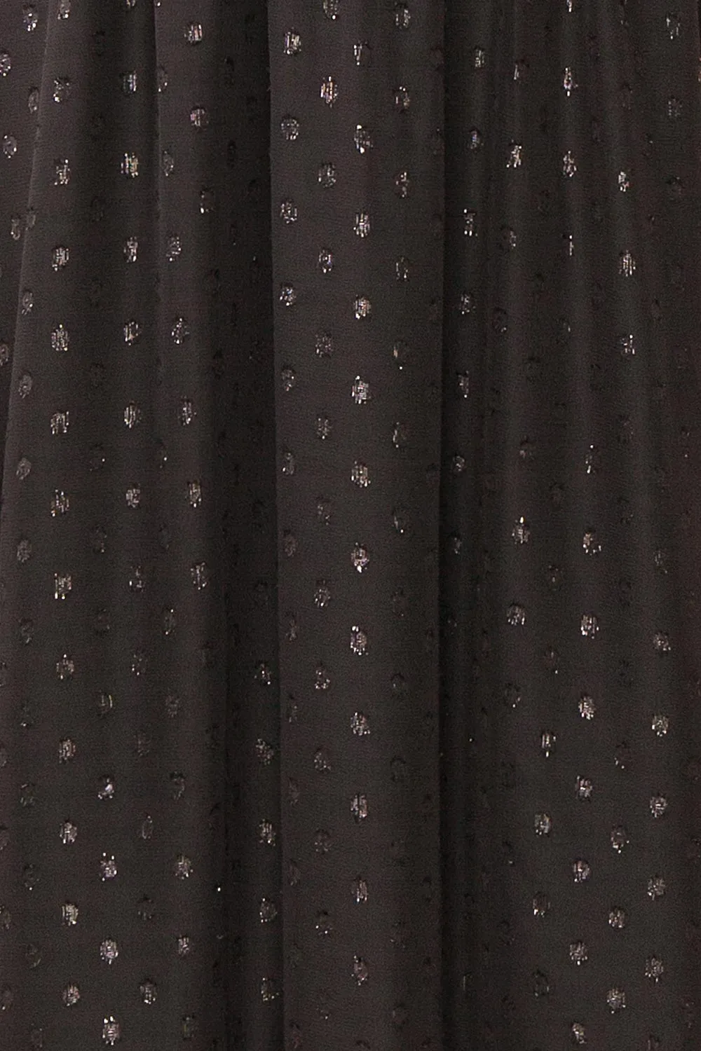 Isandrine | Long Black Dress w/ Dots & Ruffles
