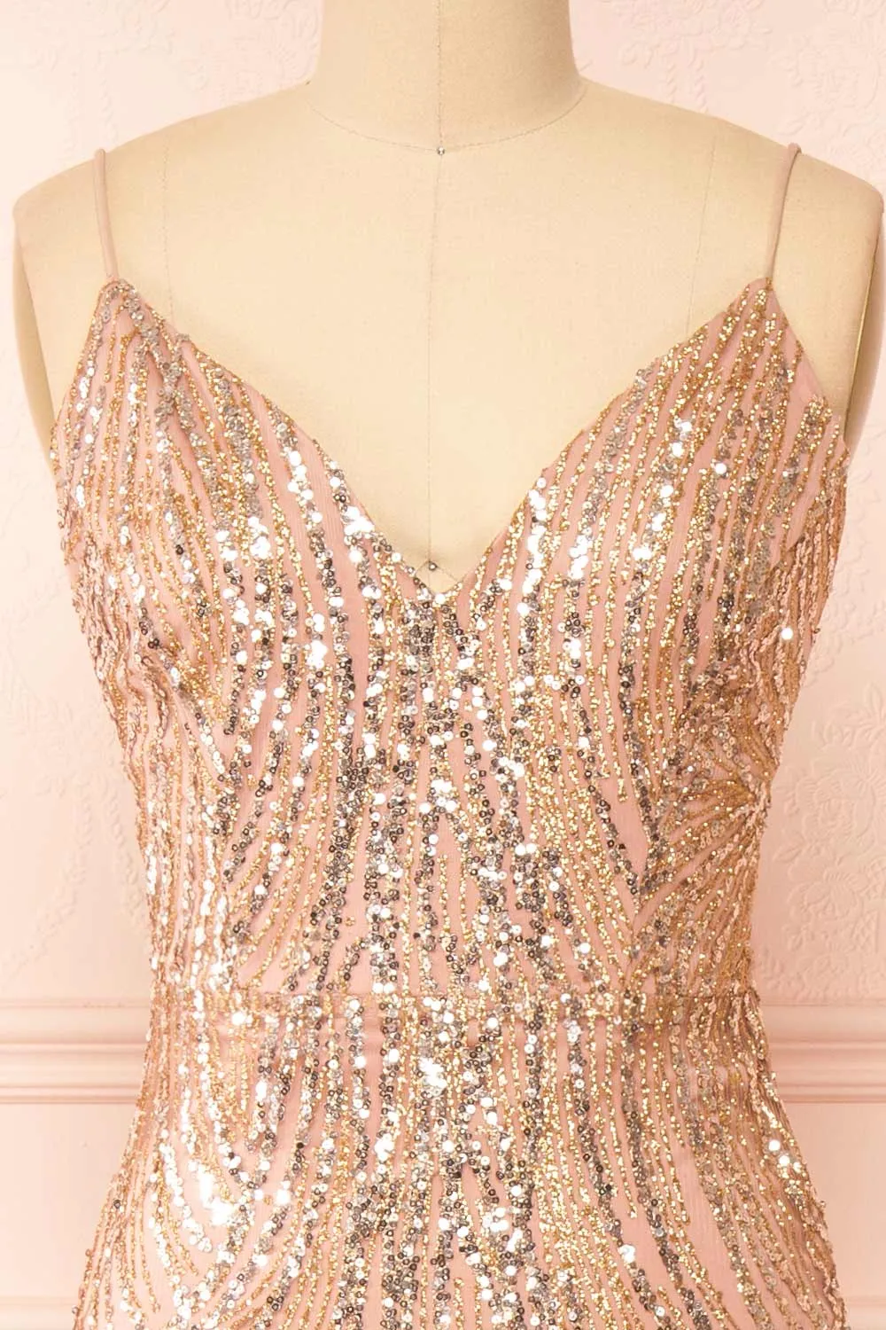 Isolina Rosegold | Sparkly Sequin Maxi Dress