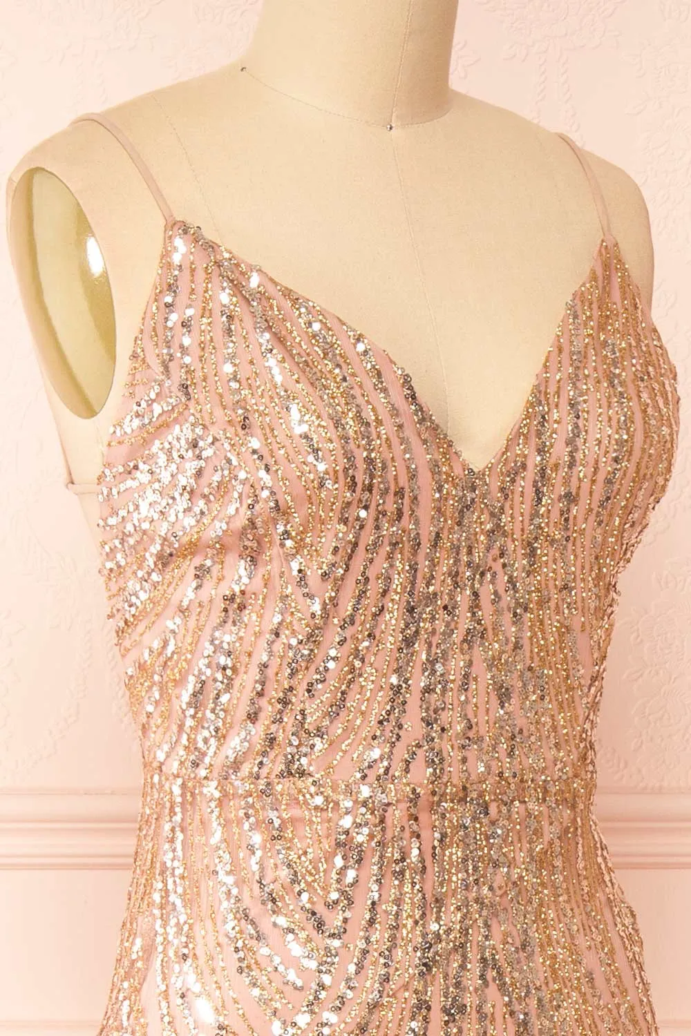 Isolina Rosegold | Sparkly Sequin Maxi Dress