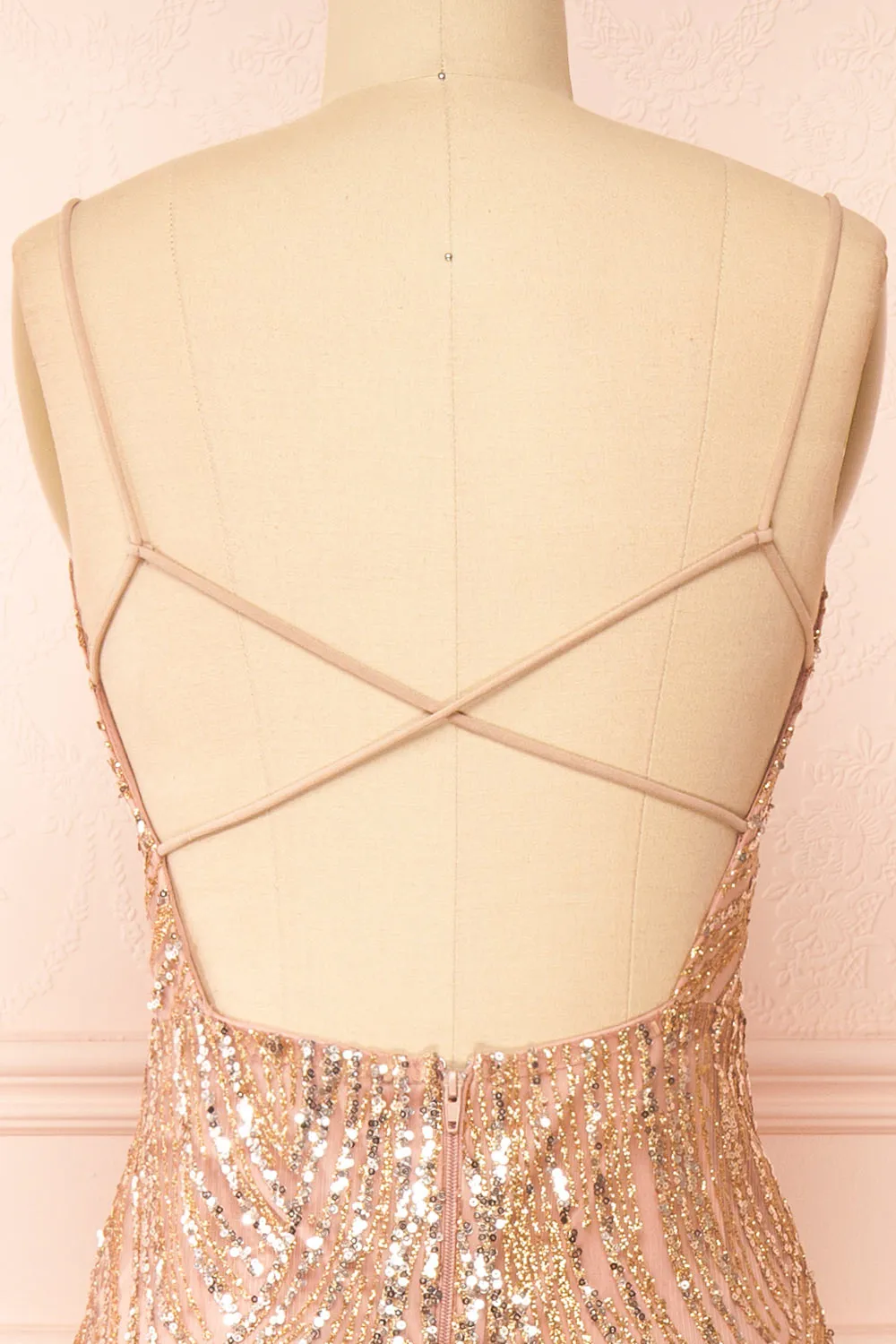Isolina Rosegold | Sparkly Sequin Maxi Dress