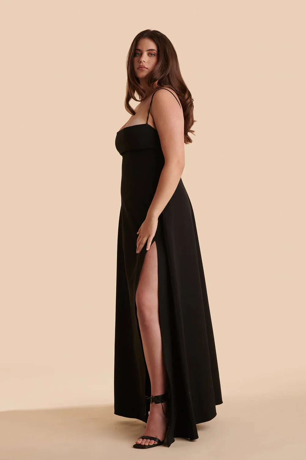 Izabella Black | A-line Maxi Dress with Open Back