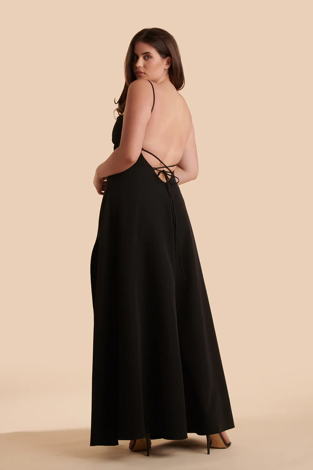 Izabella Black | A-line Maxi Dress with Open Back