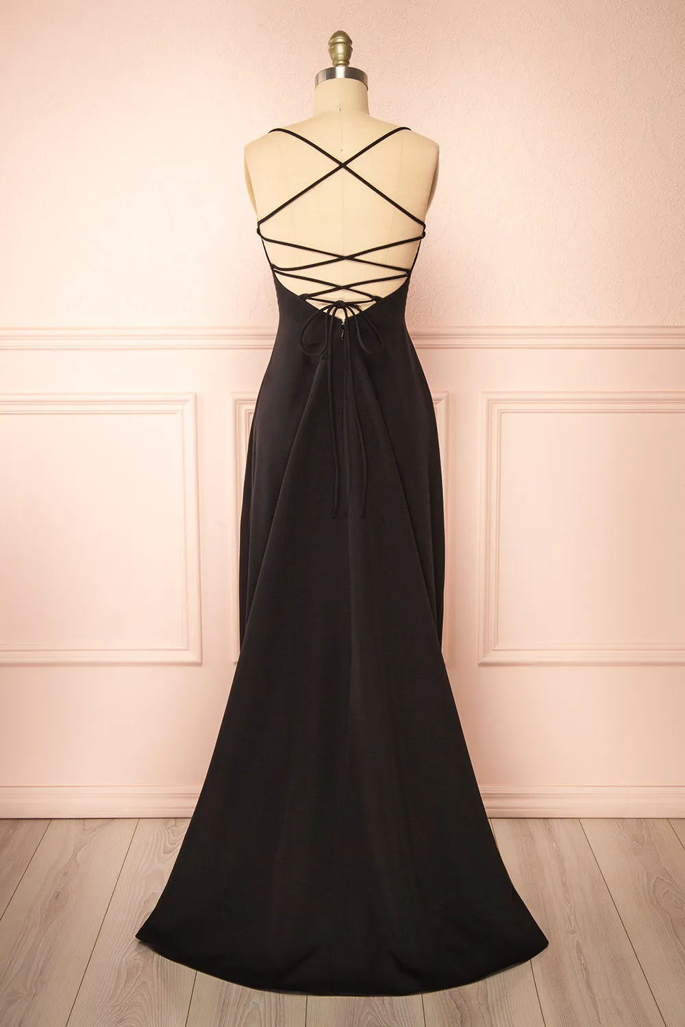 Izabella Black | A-line Maxi Dress with Open Back