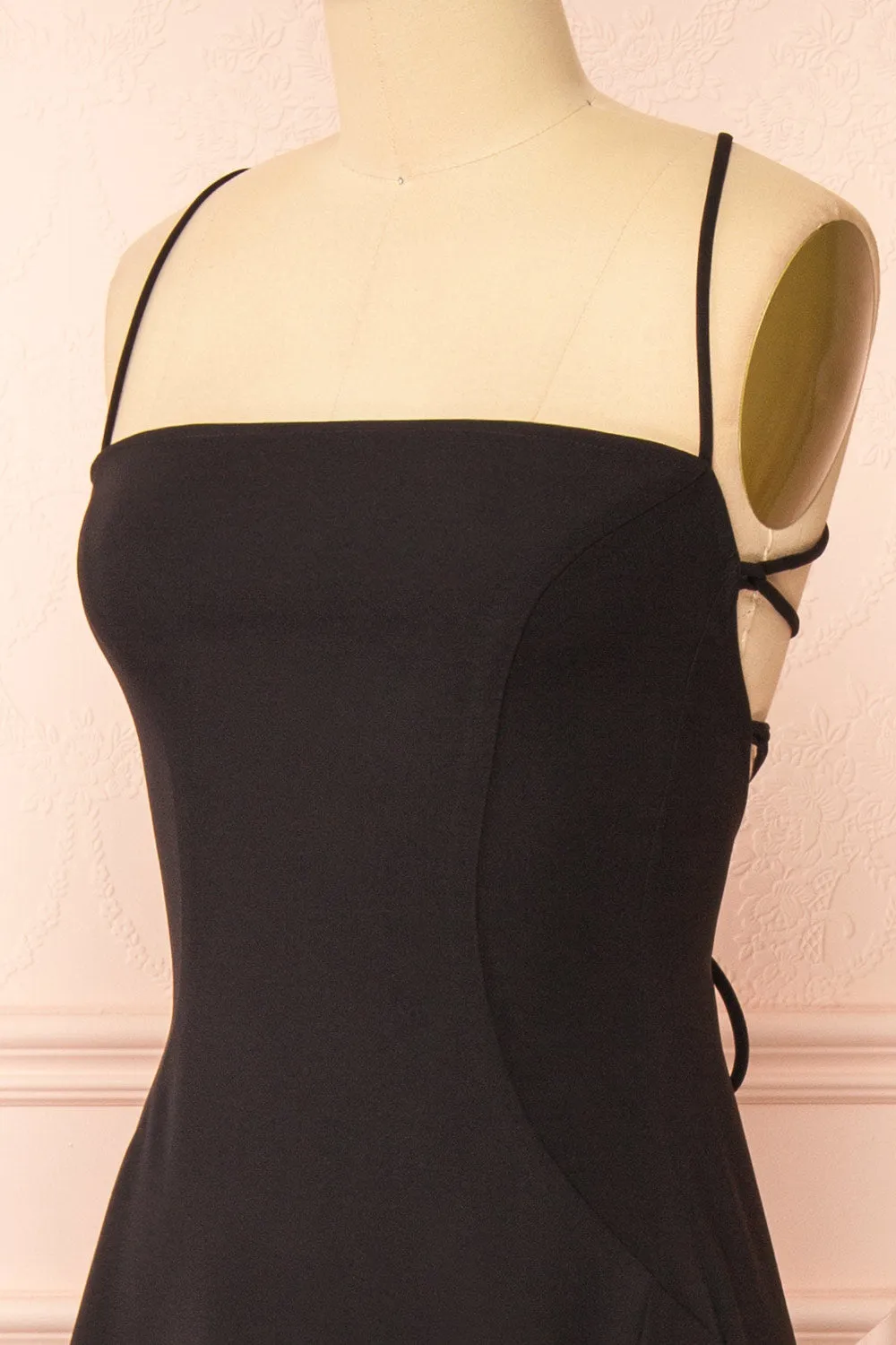Izabella Black | A-line Maxi Dress with Open Back