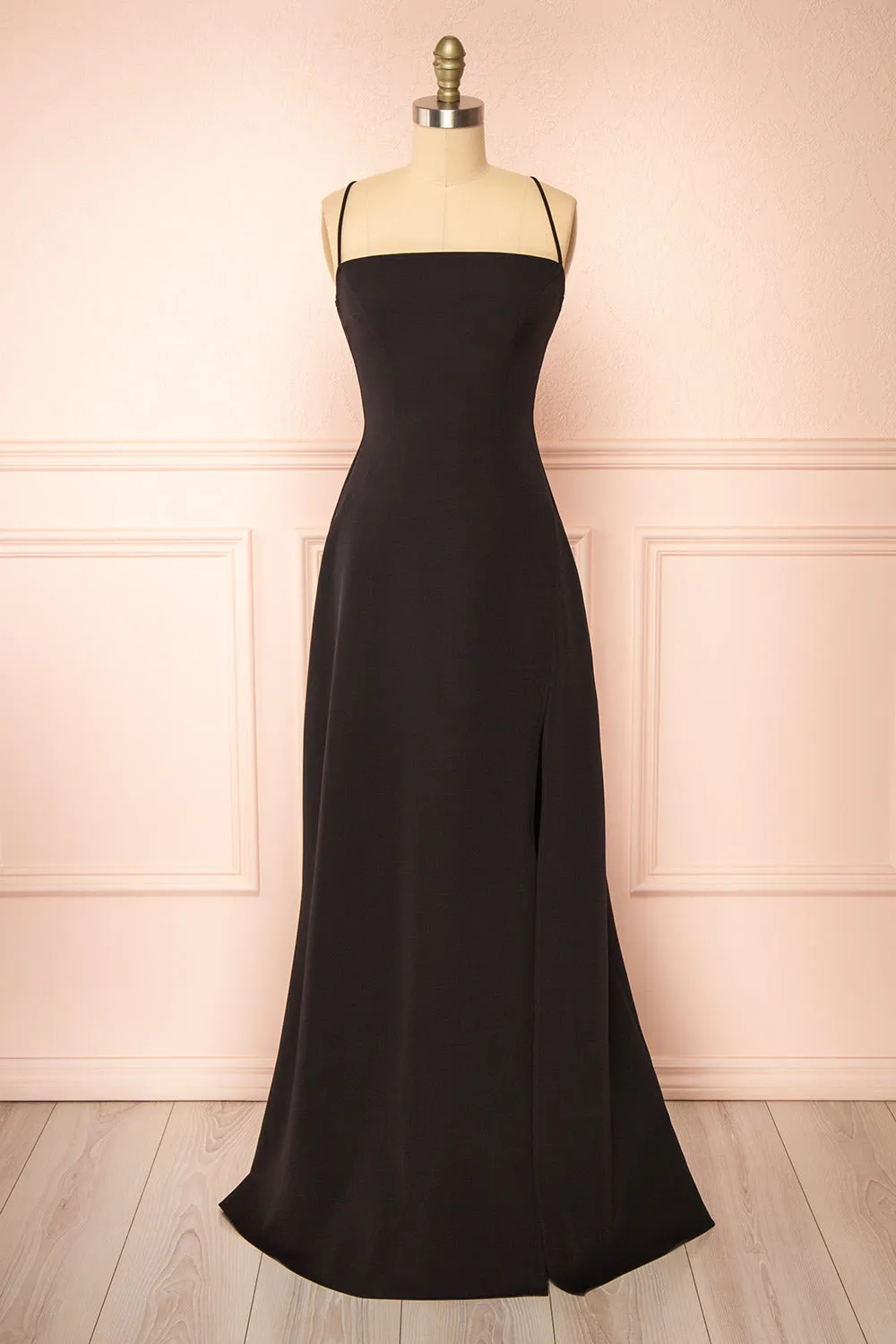 Izabella Black | A-line Maxi Dress with Open Back