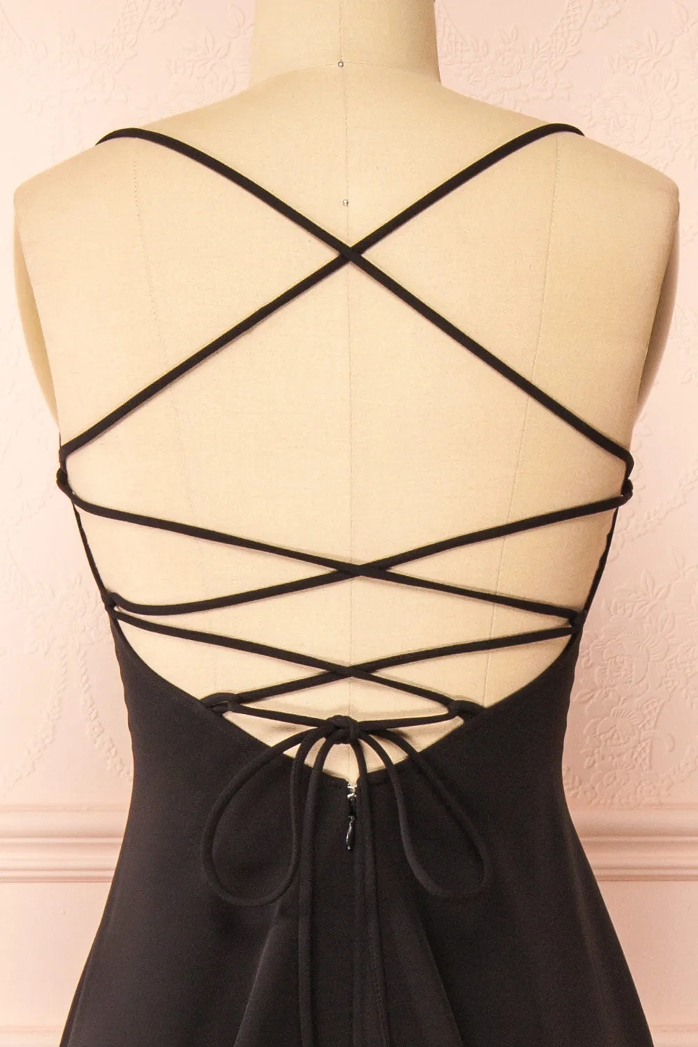 Izabella Black | A-line Maxi Dress with Open Back