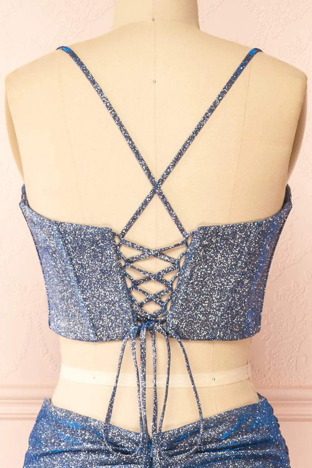 Jadia Blue Grey | Sparkly Corset & Skirt Set