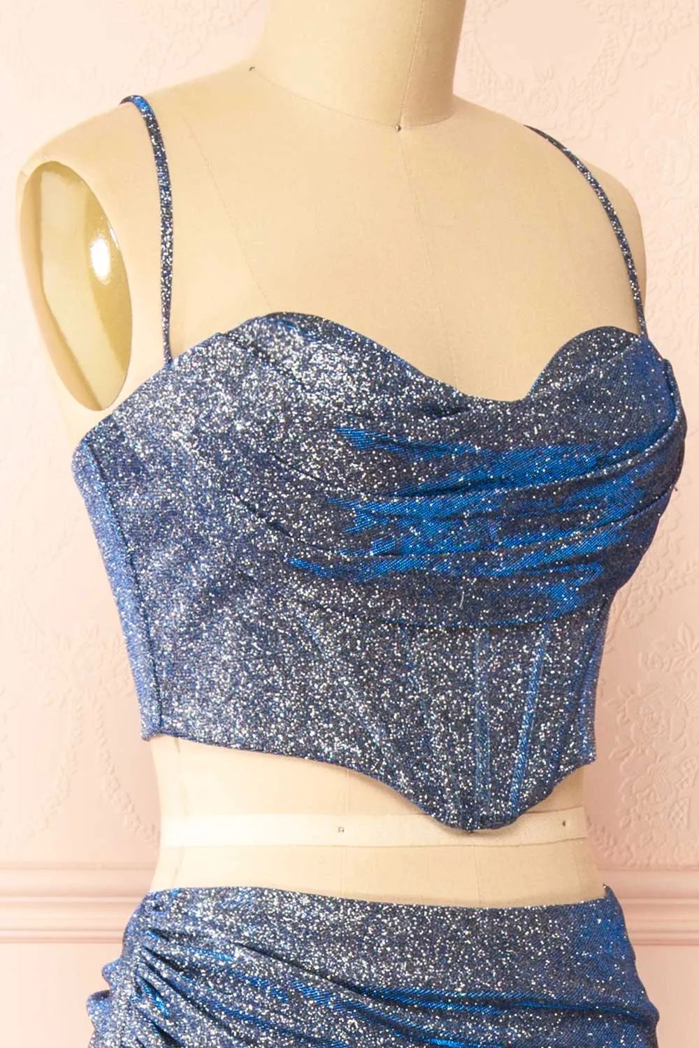 Jadia Blue Grey | Sparkly Corset & Skirt Set