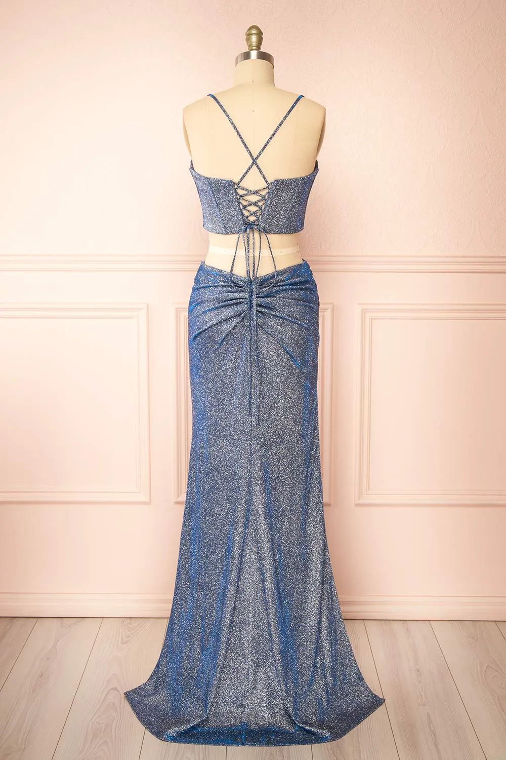 Jadia Blue Grey | Sparkly Corset & Skirt Set