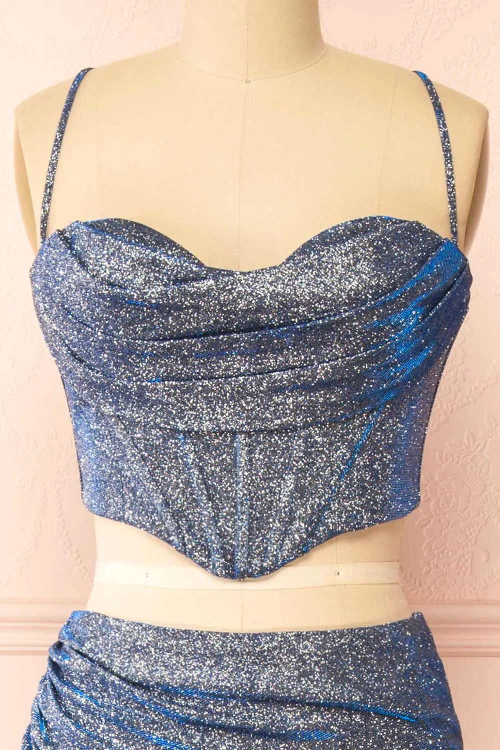 Jadia Blue Grey | Sparkly Corset & Skirt Set