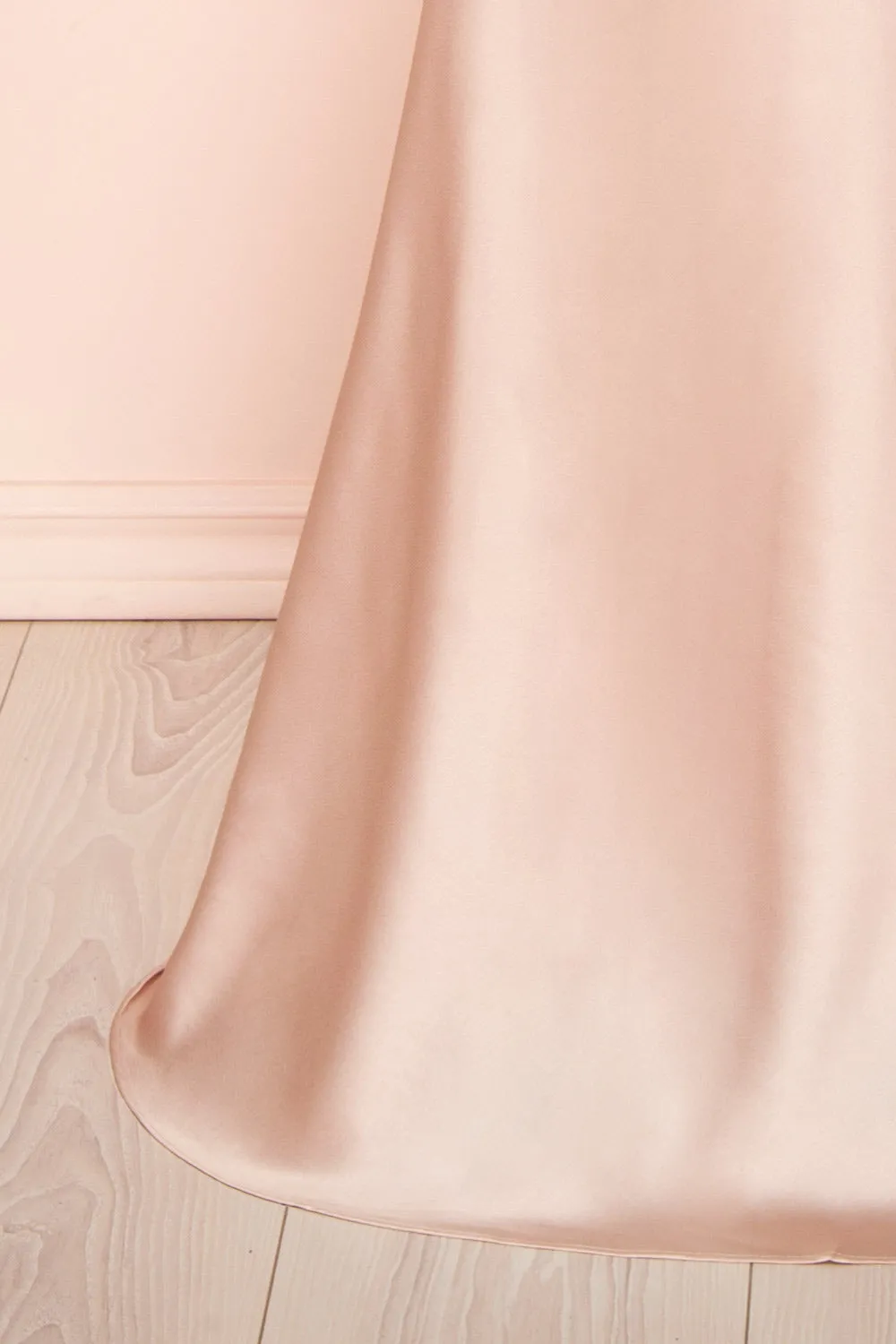 Jinny Champagne | Satin Halter Maxi Dress