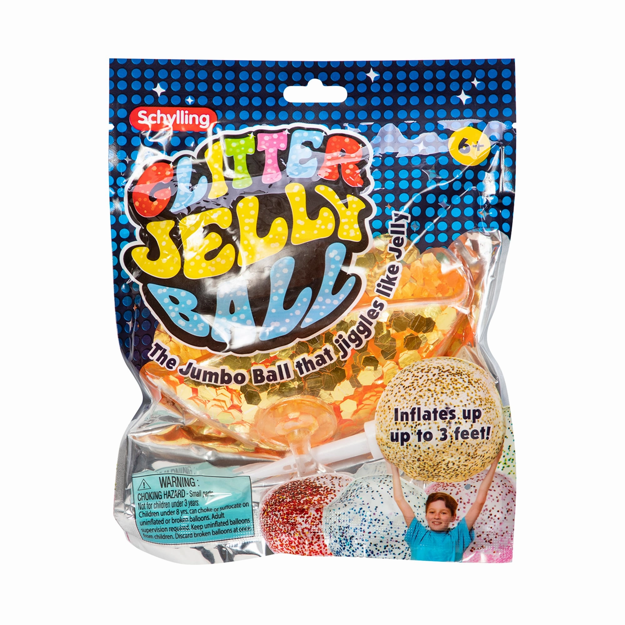 Jumbo Glitter Jelly Ball (Single) - Pink, Red, Blue, Green, or Gold Assorted