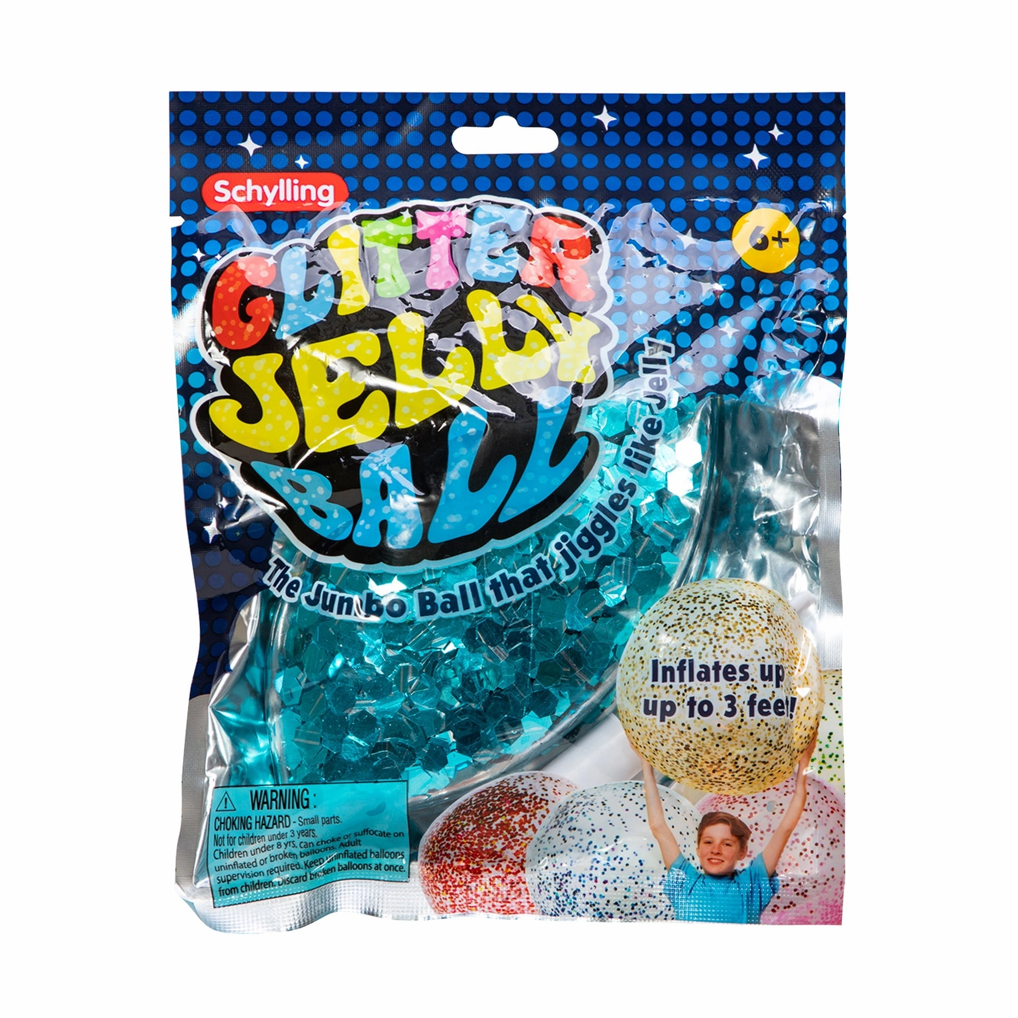 Jumbo Glitter Jelly Ball (Single) - Pink, Red, Blue, Green, or Gold Assorted