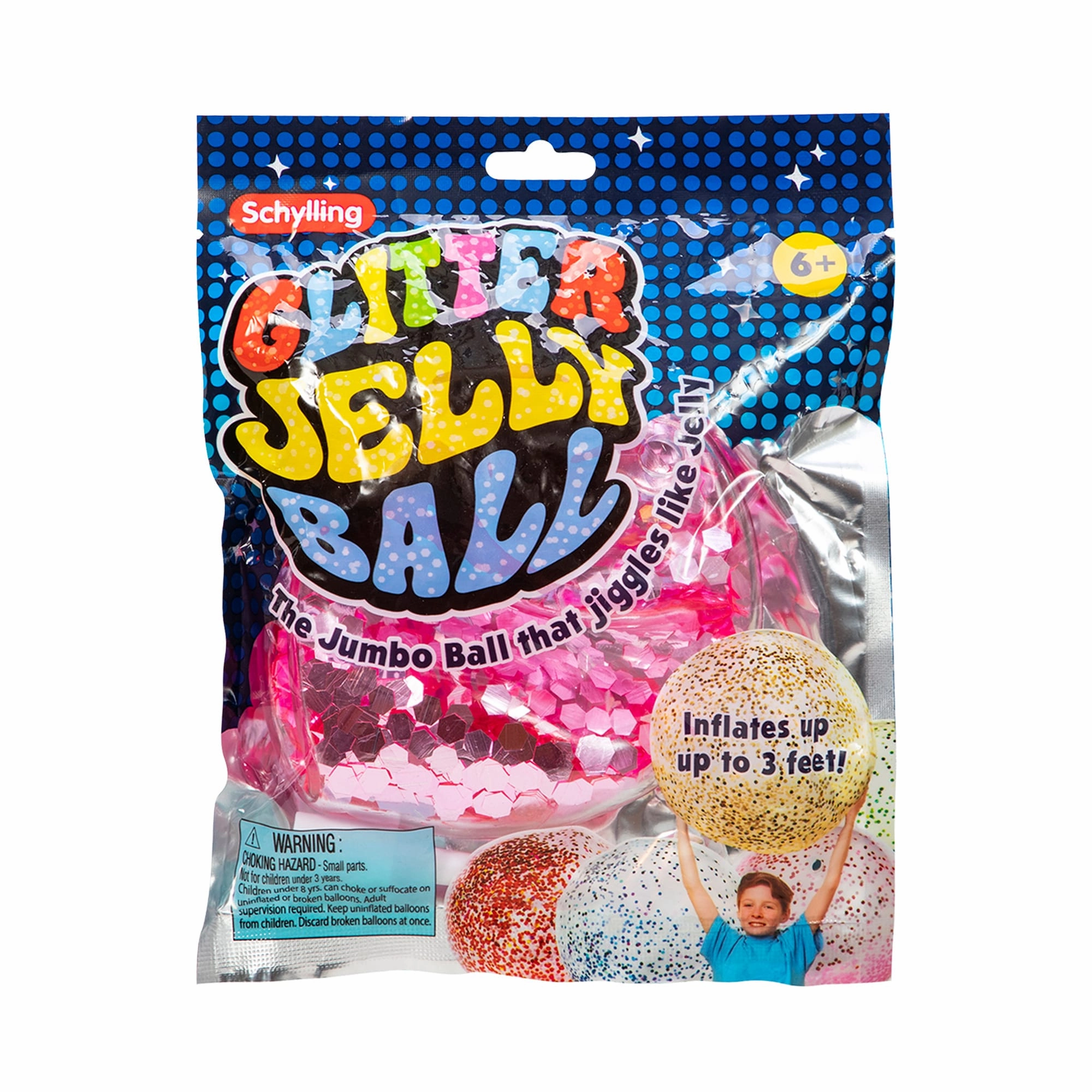 Jumbo Glitter Jelly Ball (Single) - Pink, Red, Blue, Green, or Gold Assorted