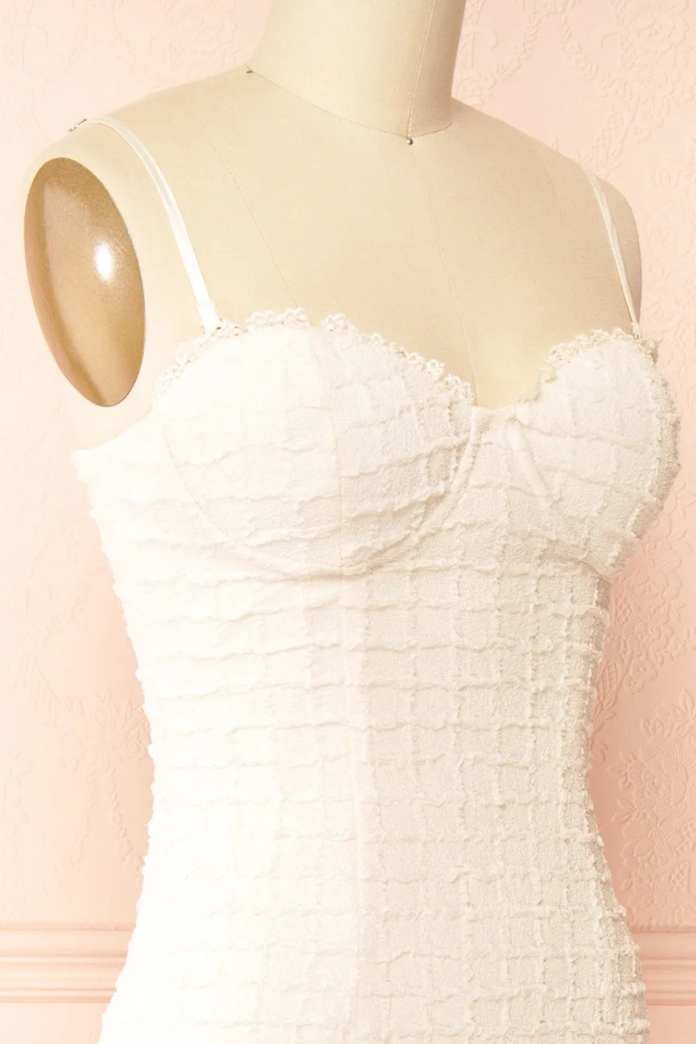 Kathia Ivory| Long Textured Fitted Dress