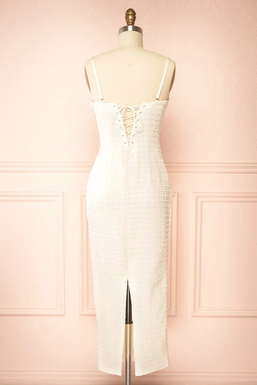 Kathia Ivory| Long Textured Fitted Dress