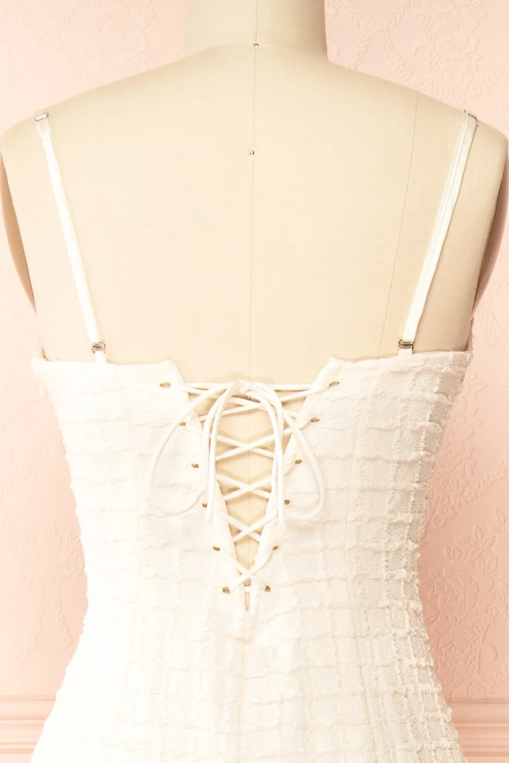 Kathia Ivory| Long Textured Fitted Dress