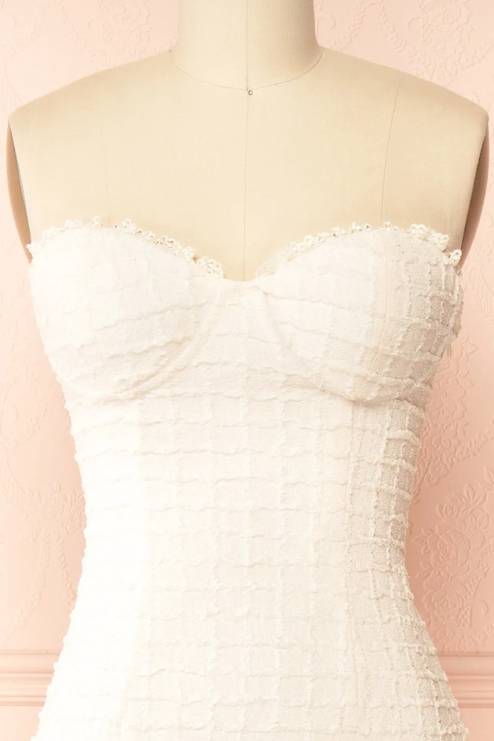 Kathia Ivory| Long Textured Fitted Dress