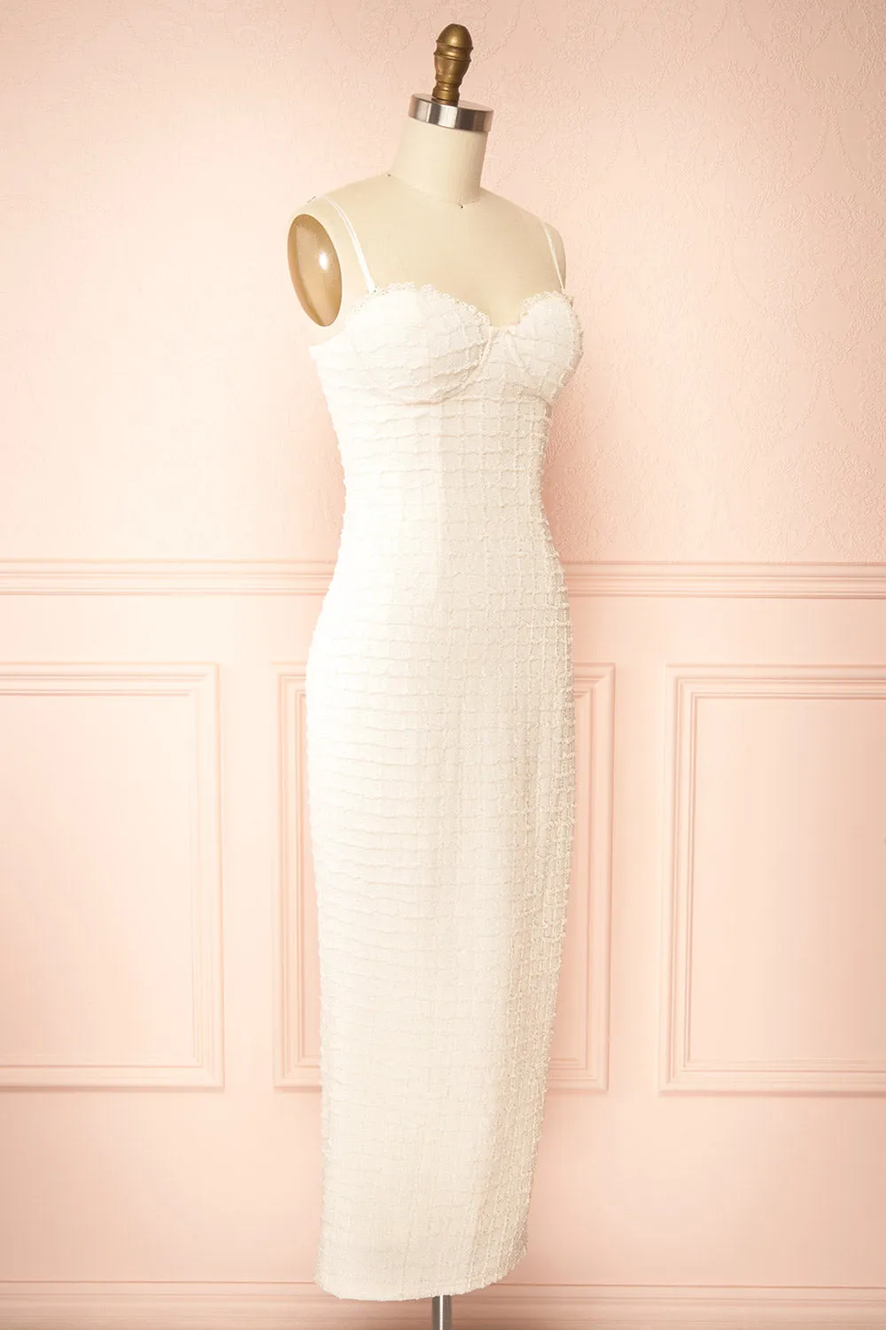 Kathia Ivory| Long Textured Fitted Dress