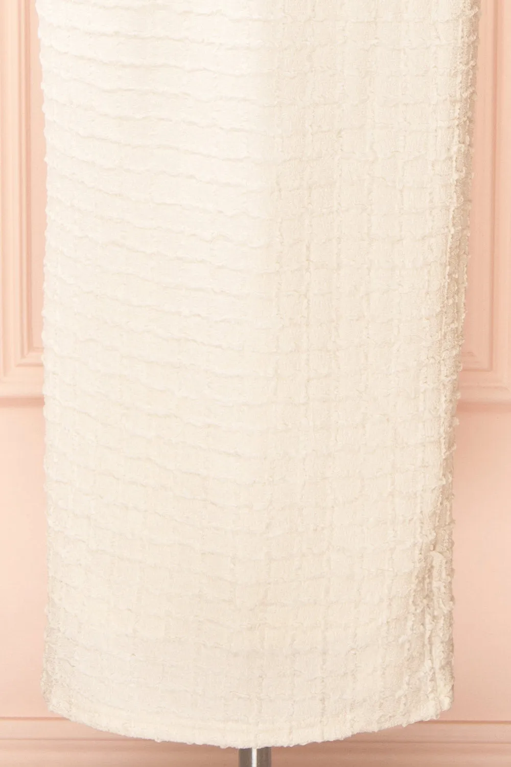 Kathia Ivory| Long Textured Fitted Dress