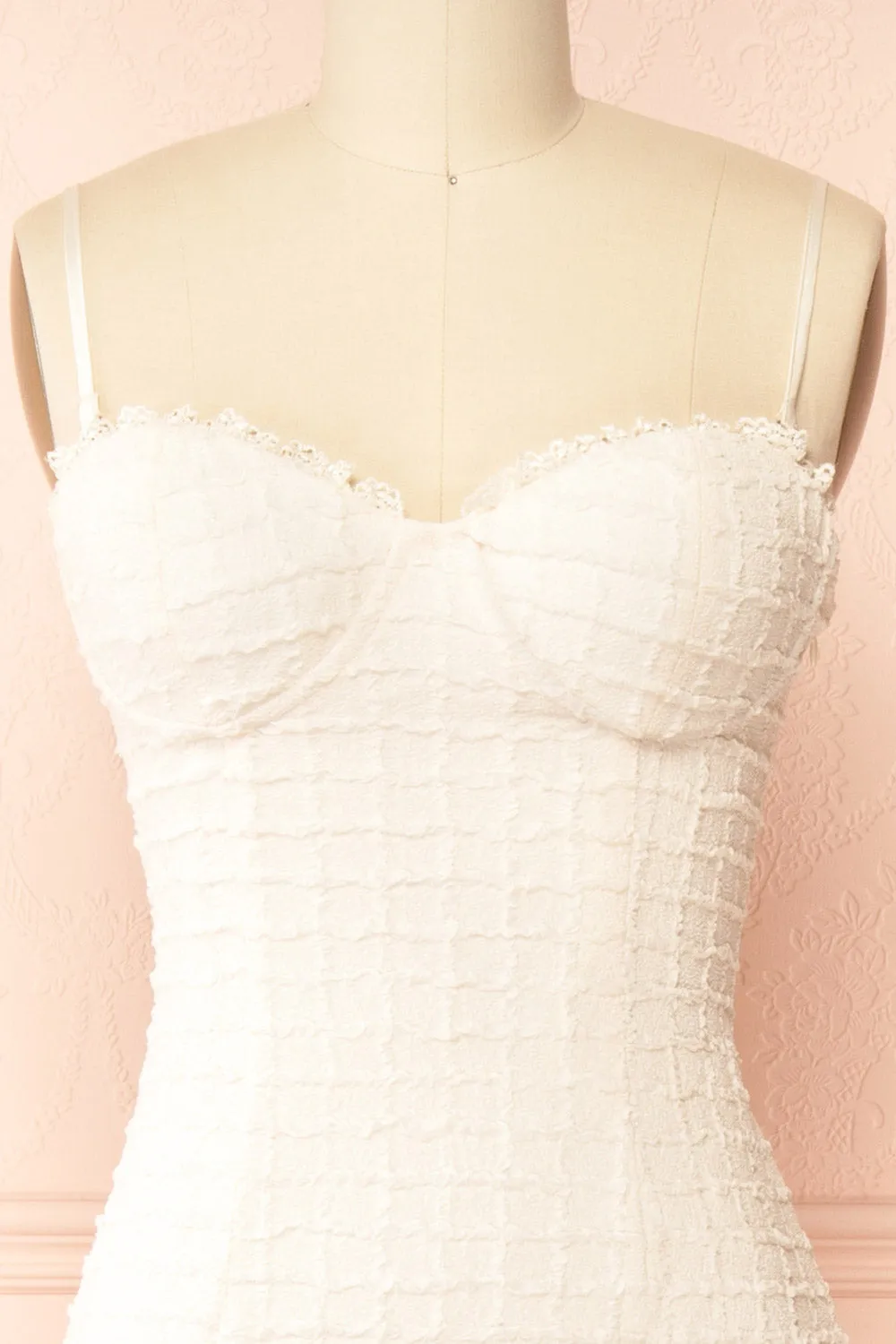 Kathia Ivory| Long Textured Fitted Dress