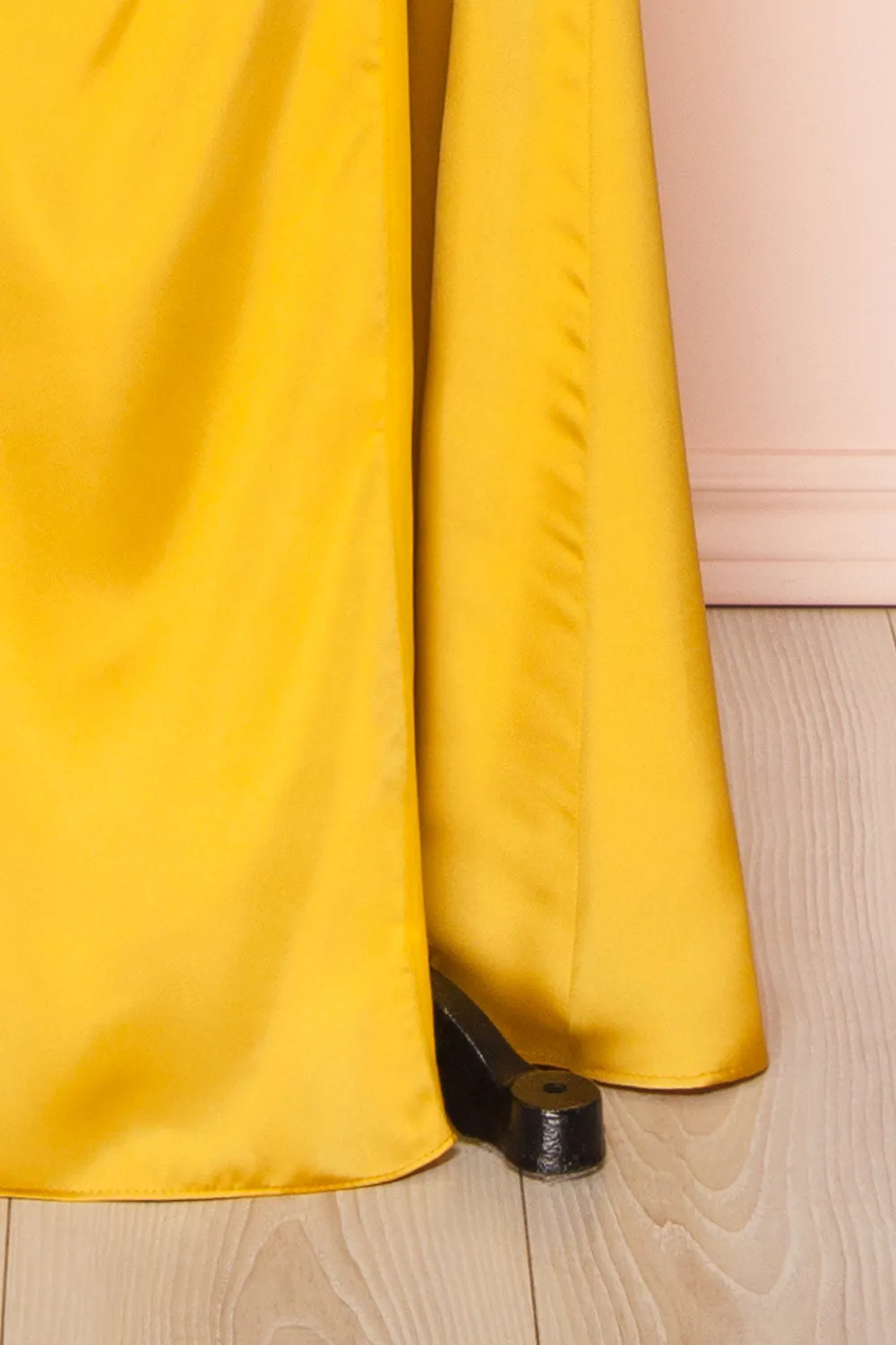 Kesha Yellow | Corset Cowl Neck Maxi Dress