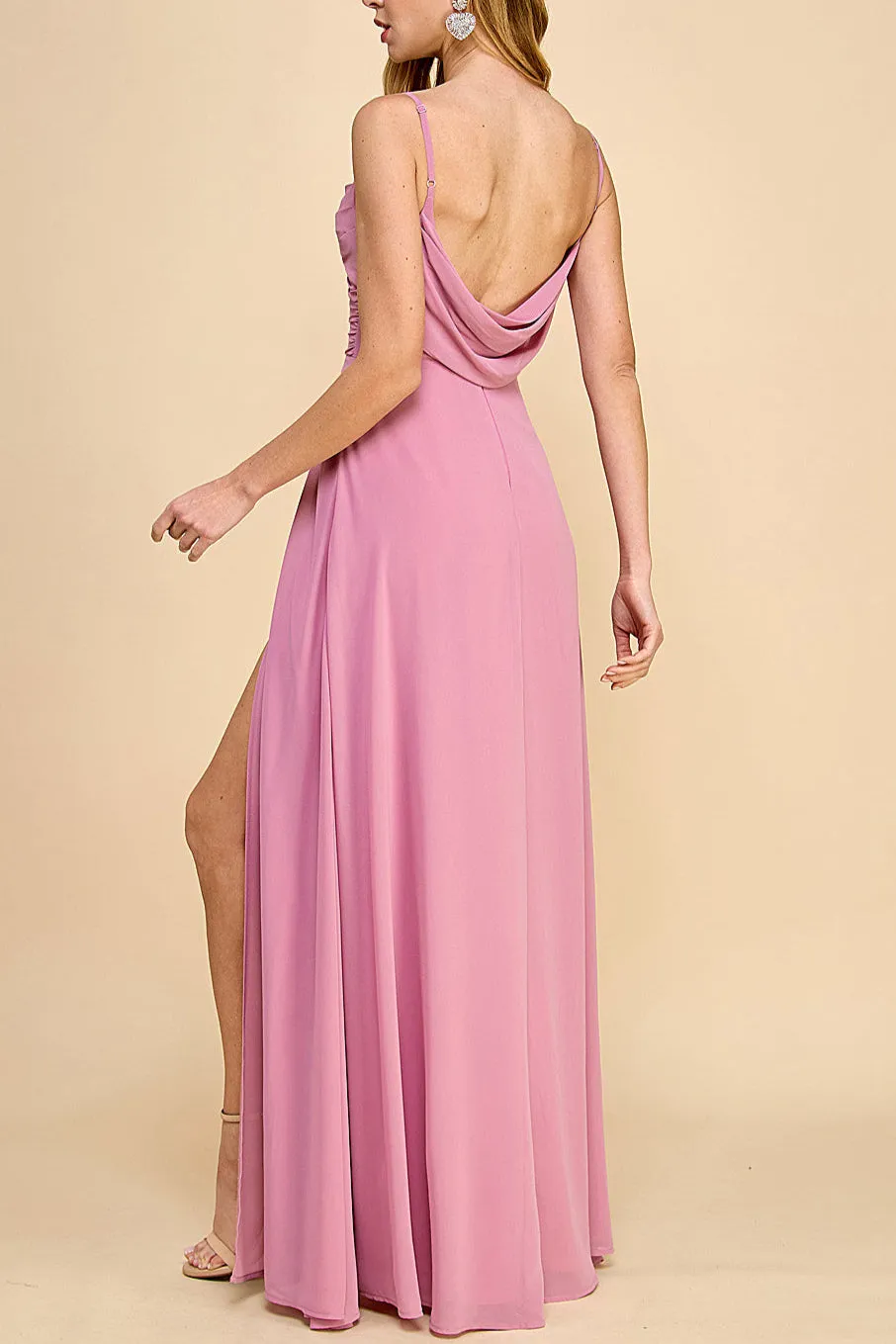 Kieran Taupe | A-Line Maxi Dress w/ Lace