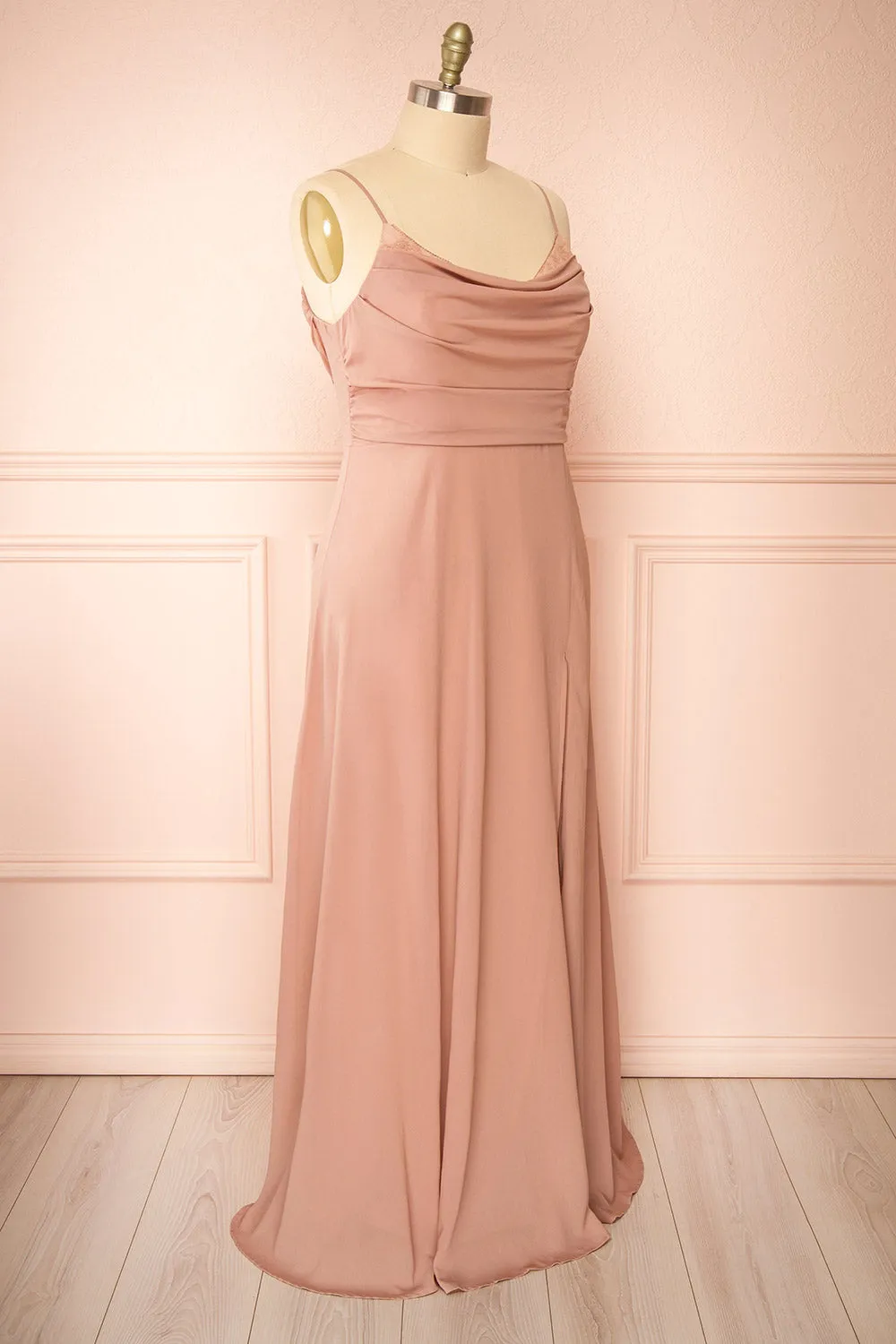 Kieran Taupe | A-Line Maxi Dress w/ Lace
