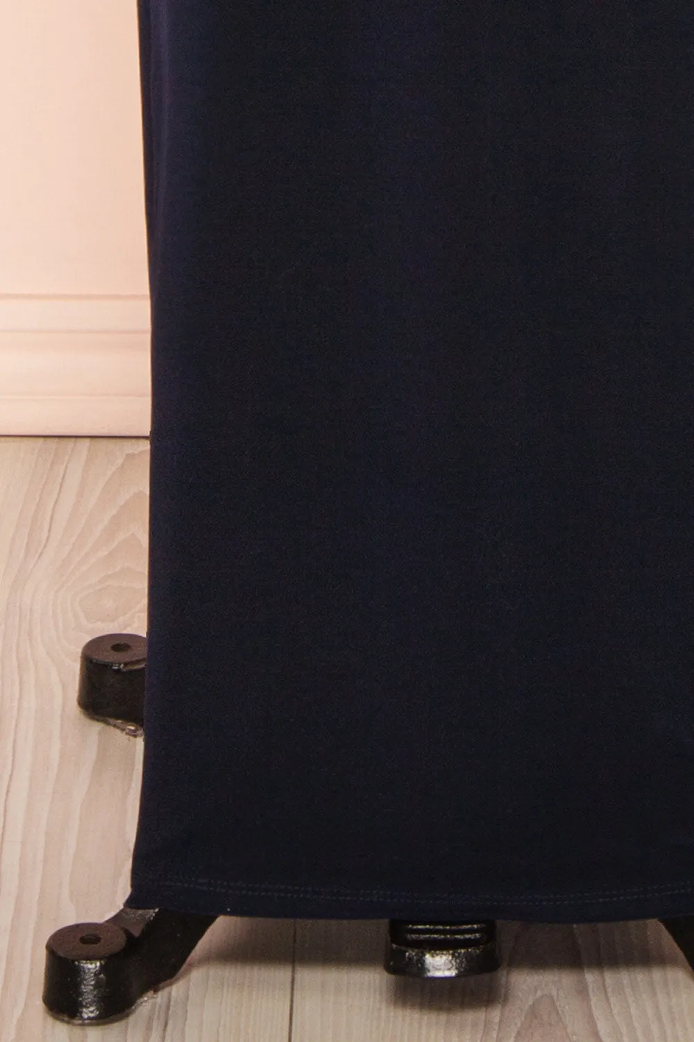 Leora Navy | Long Dress with Criss-Cross Halter Neckline