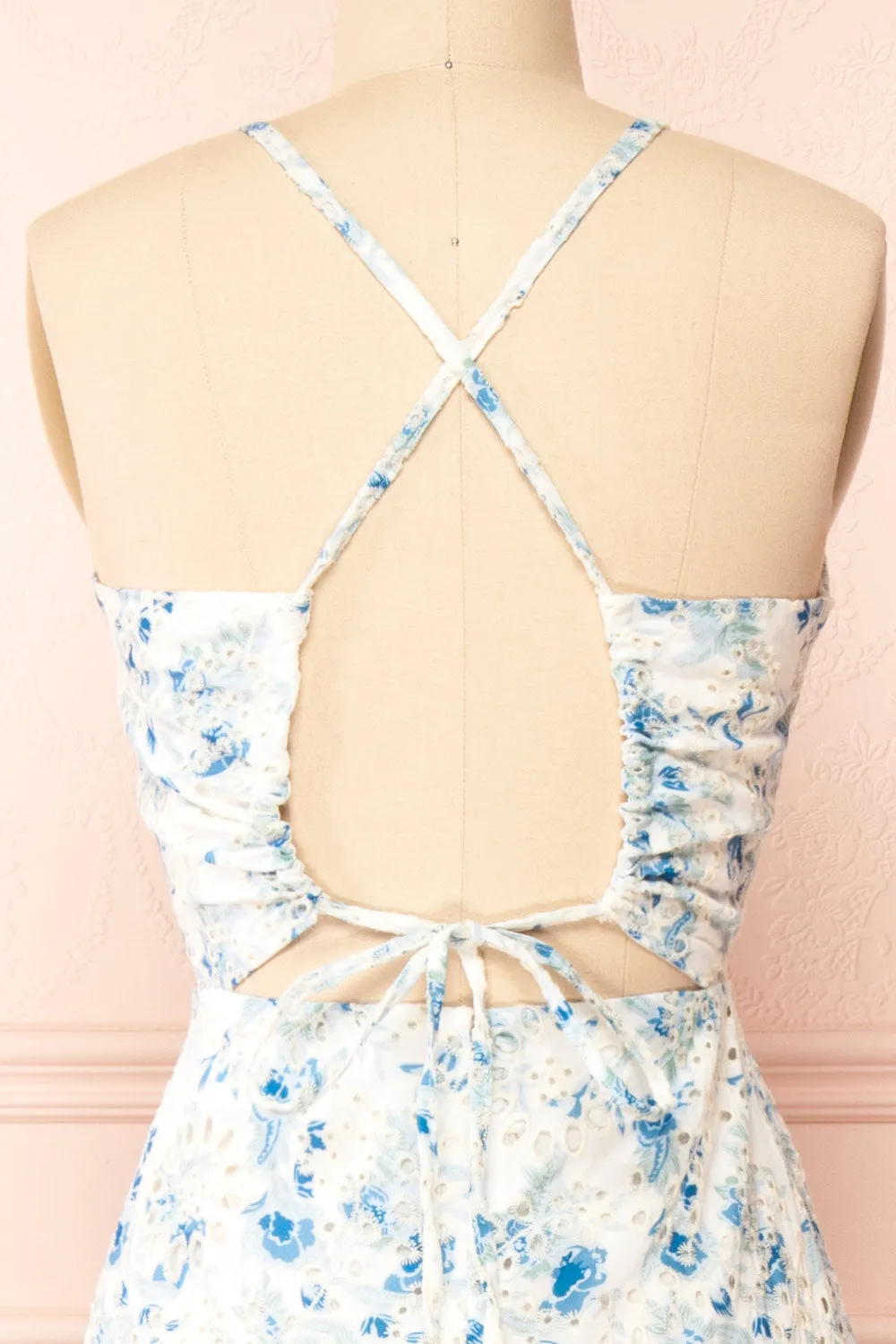 Mikka | Floral Openwork Halter Midi Dress
