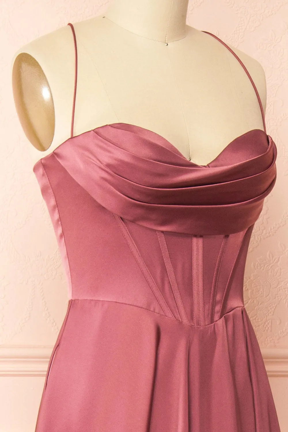Misha Mauve | Corset Cowl Neck Maxi Dress