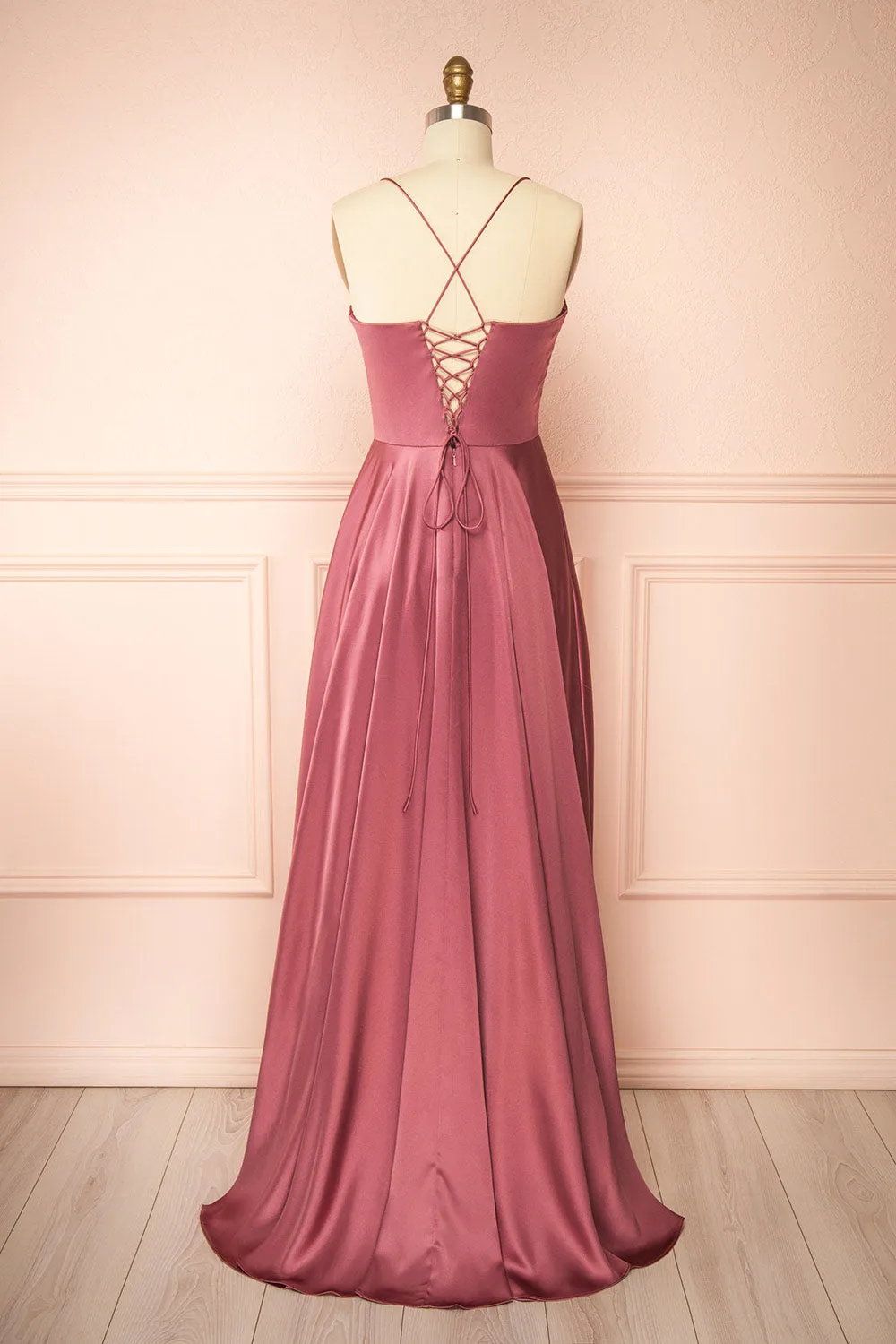 Misha Mauve | Corset Cowl Neck Maxi Dress
