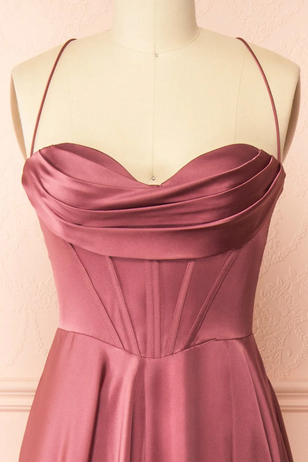Misha Mauve | Corset Cowl Neck Maxi Dress