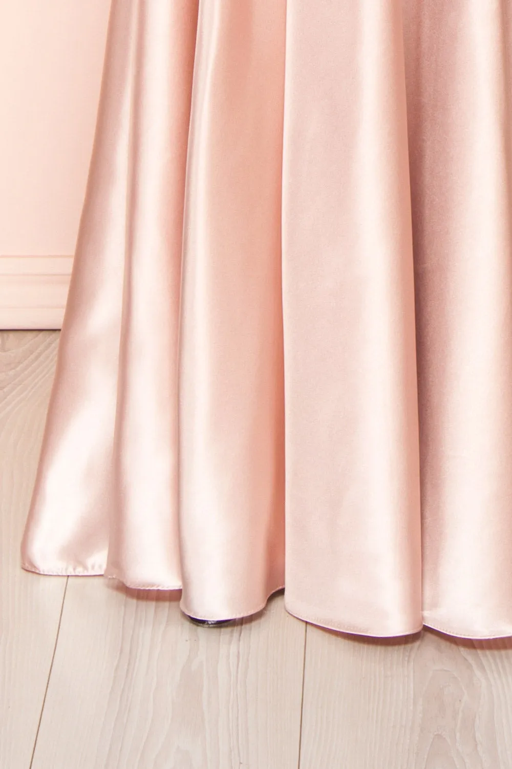 Moira Blush | Cowl Neck Satin Maxi Dress w/ High Slit