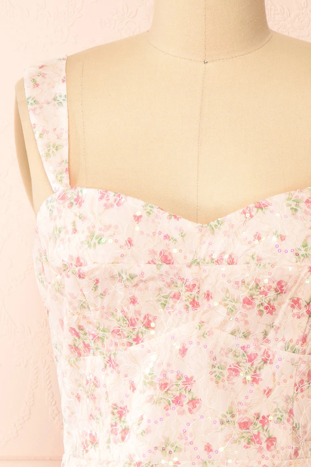 Morella | Short Floral Dress w/ Sequins