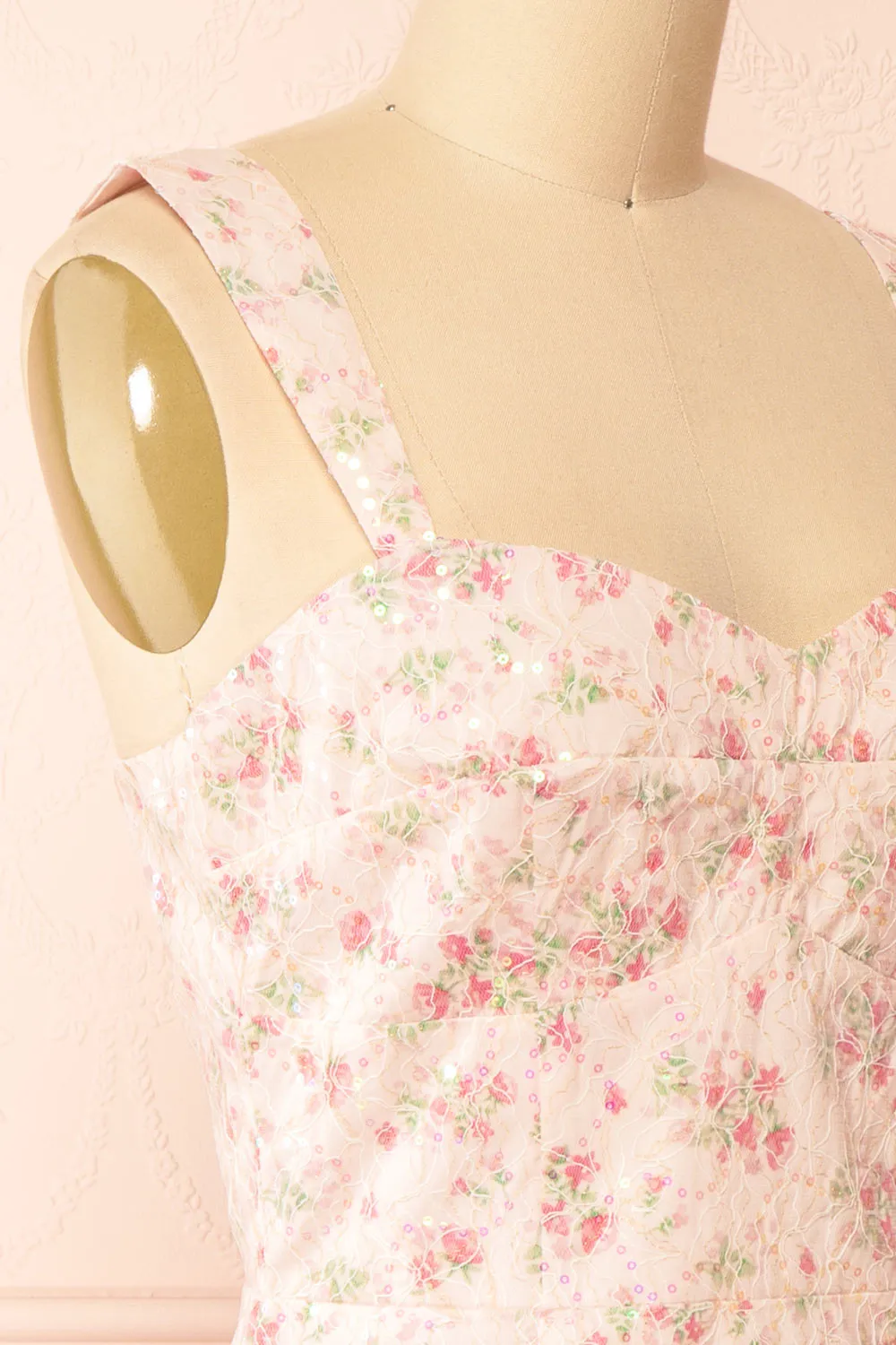 Morella | Short Floral Dress w/ Sequins