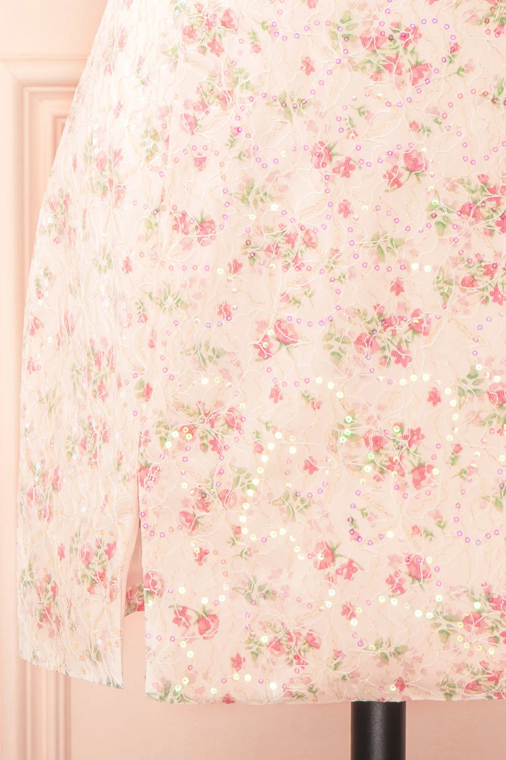 Morella | Short Floral Dress w/ Sequins