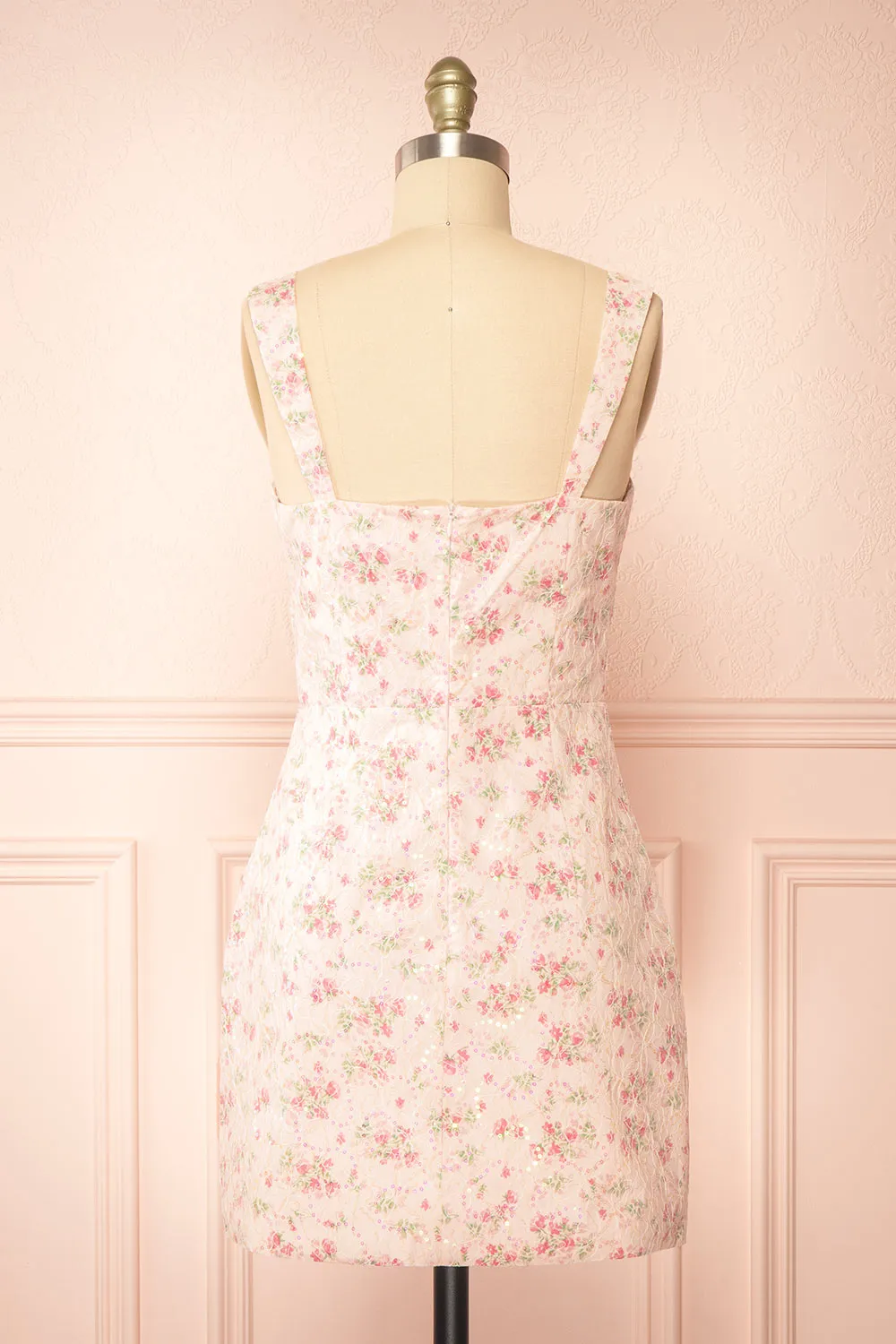 Morella | Short Floral Dress w/ Sequins