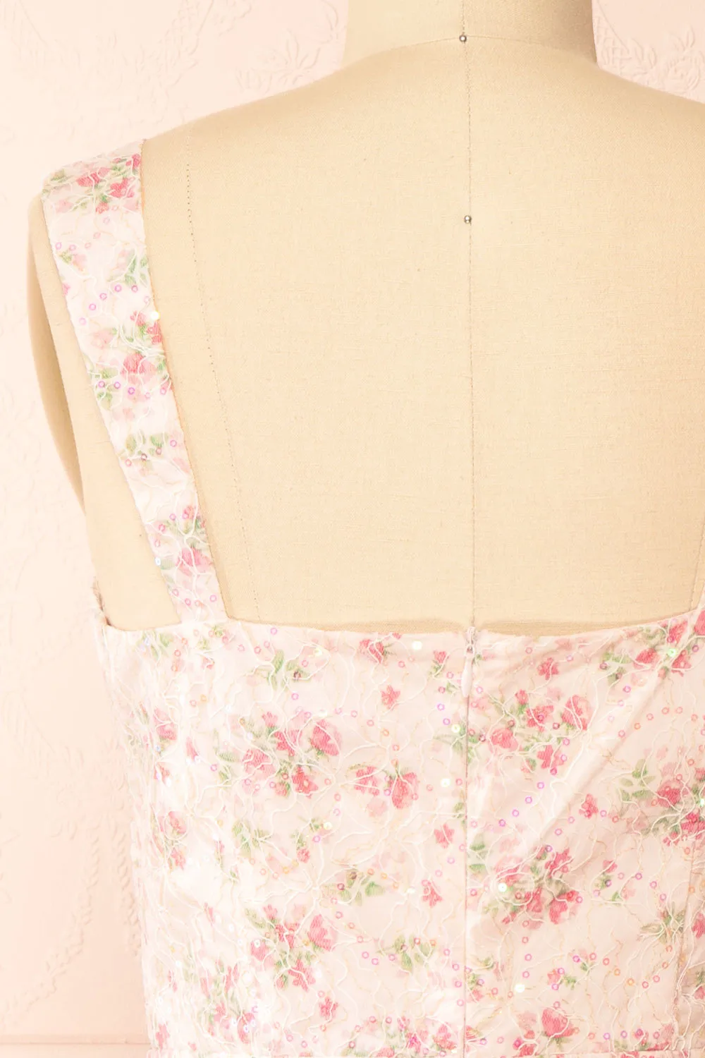 Morella | Short Floral Dress w/ Sequins