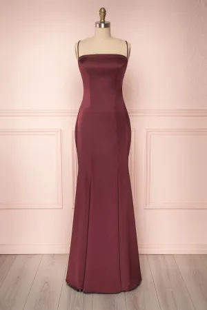 Naomie Burgundy | Silky Mermaid Gown