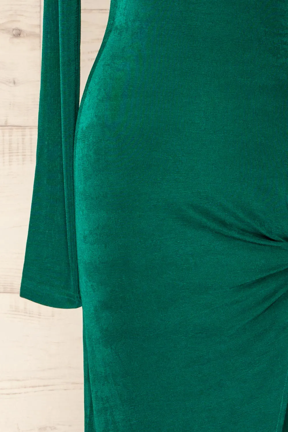 Nogent | Green Long-Sleeved Dress w/ Slit