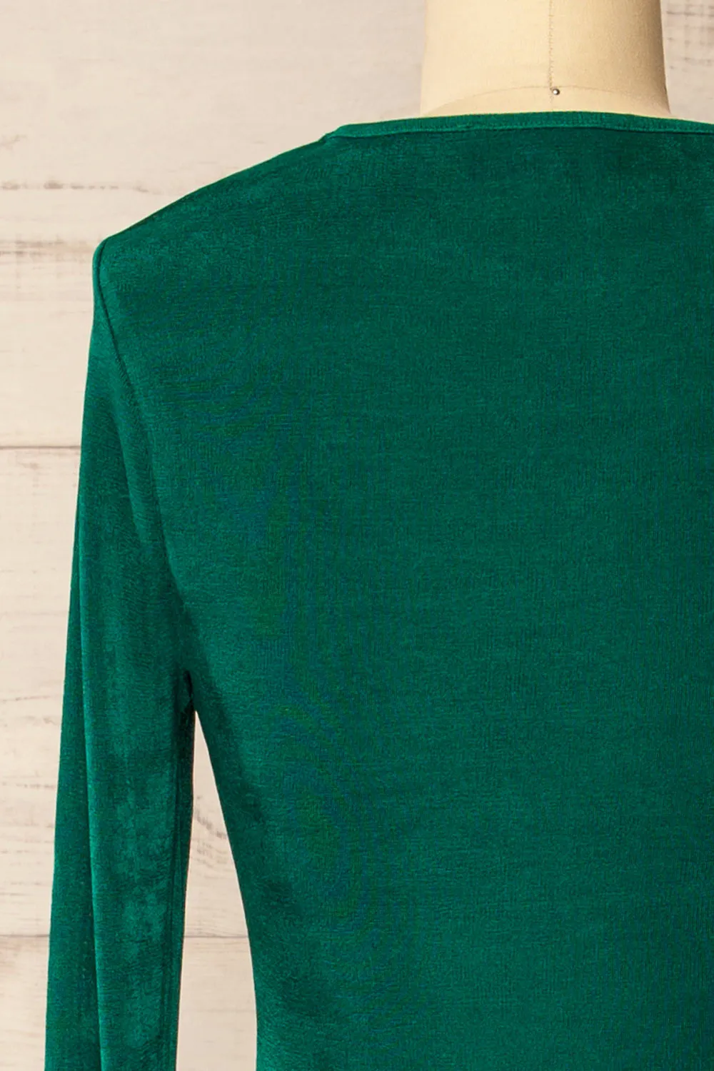 Nogent | Green Long-Sleeved Dress w/ Slit