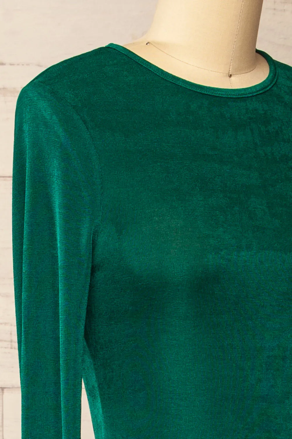 Nogent | Green Long-Sleeved Dress w/ Slit