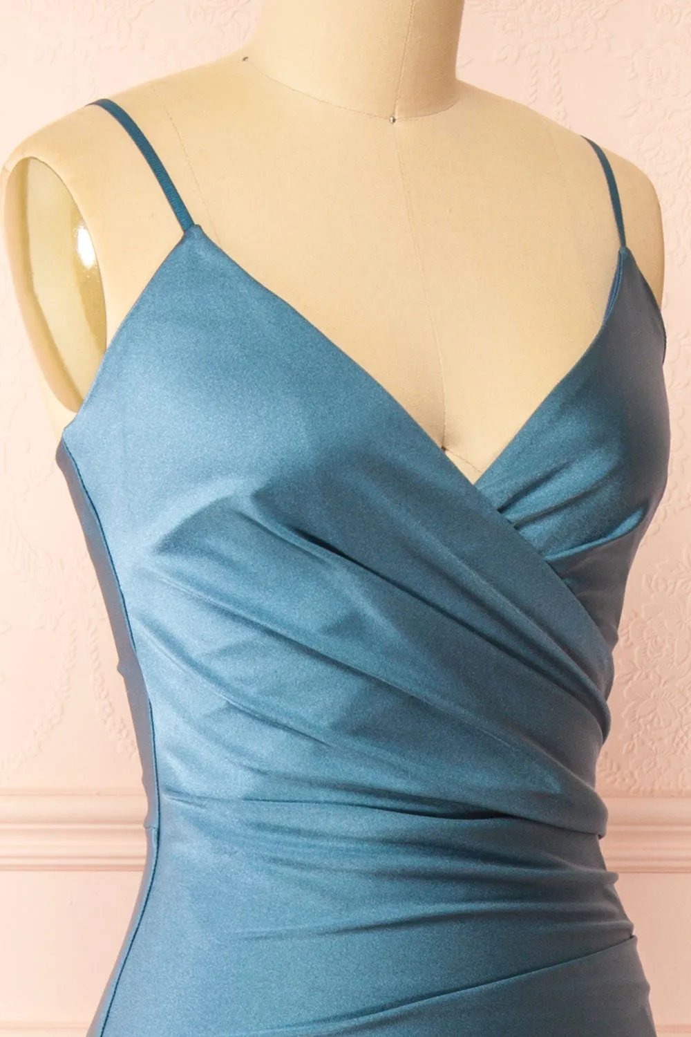 Nyra Blue Grey | Mermaid Dress w/ Wrapped Bodice