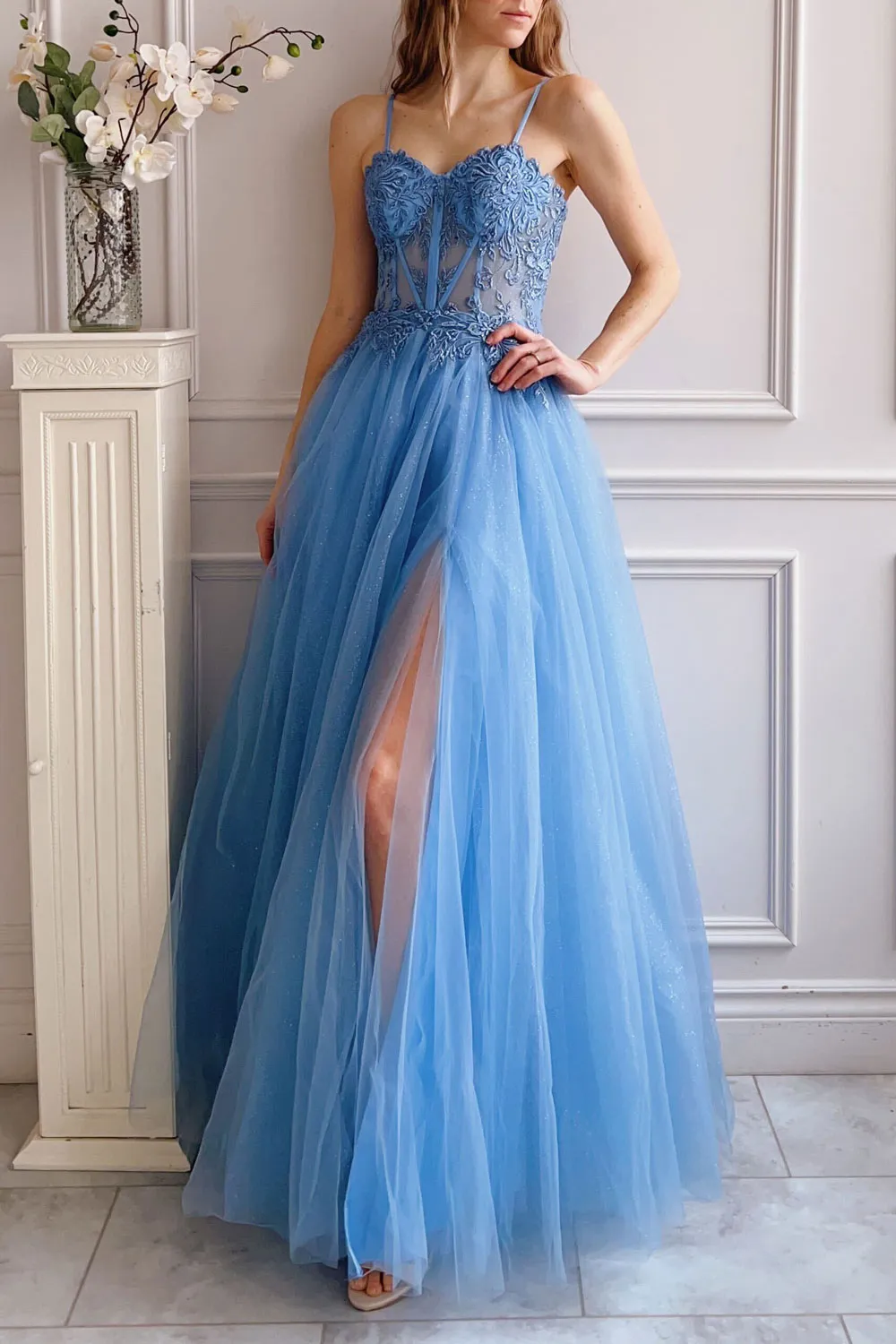 Penelope Blue | Sparkling Tulle Maxi Dress