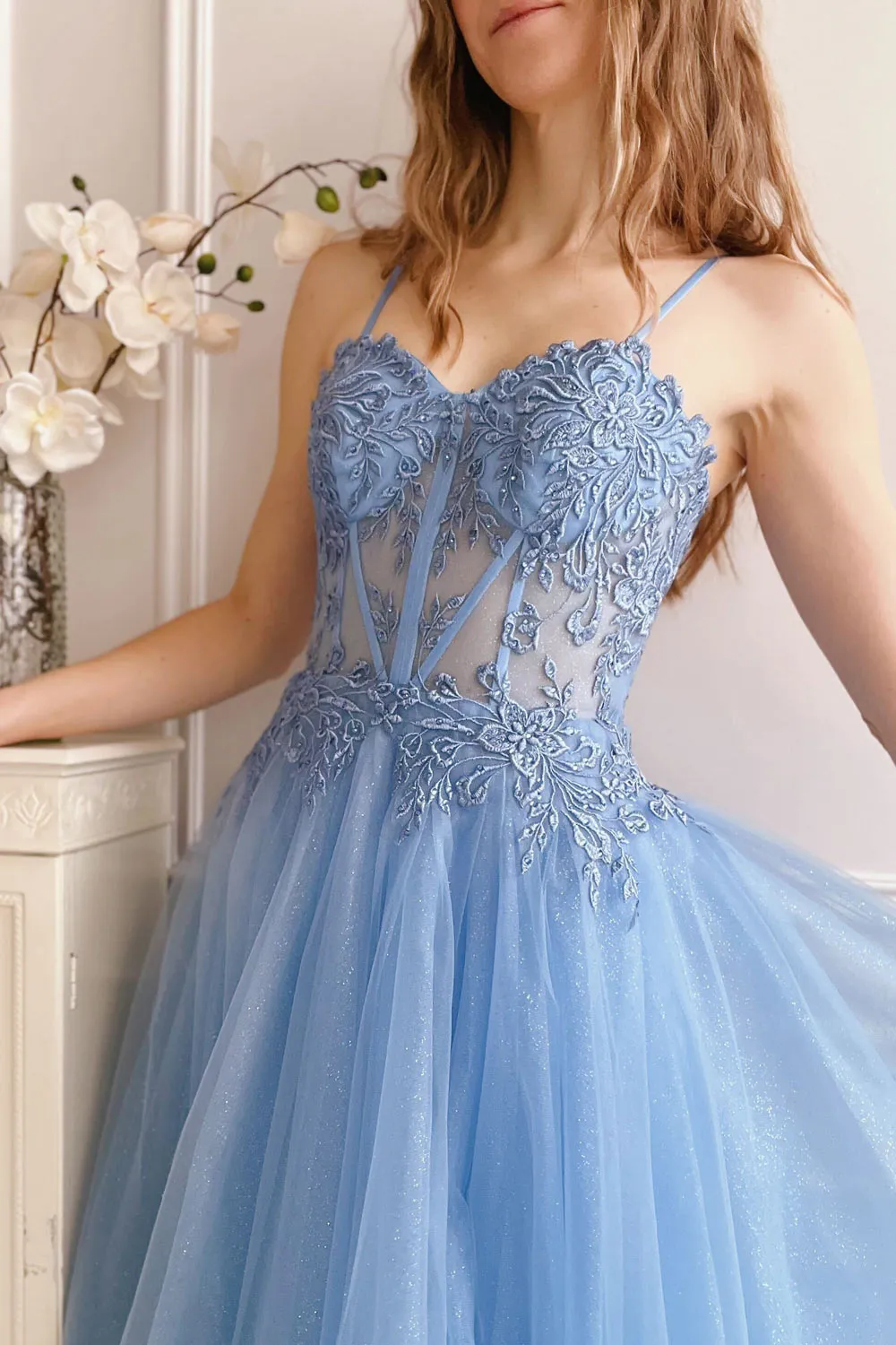 Penelope Blue | Sparkling Tulle Maxi Dress